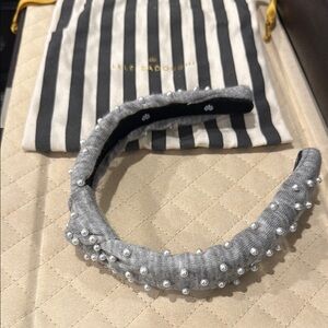 Lele Sadoughi Gray Pearl Embellished Headband